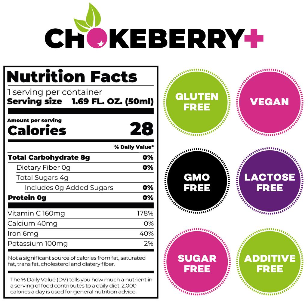 Chokeberry+ Raw Aronia Juice - 12 x 50ml Shots